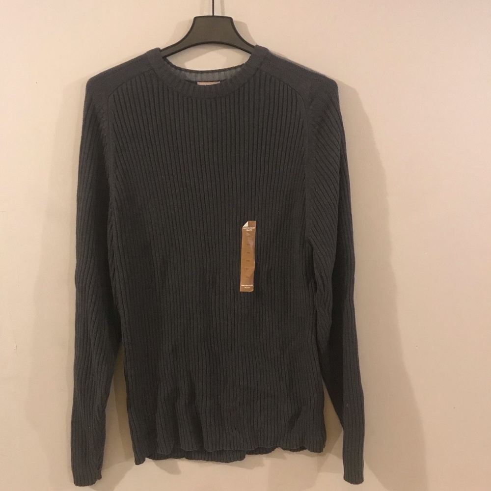 Canyon river blues Gray Ribbed Knit Sweater 2xl